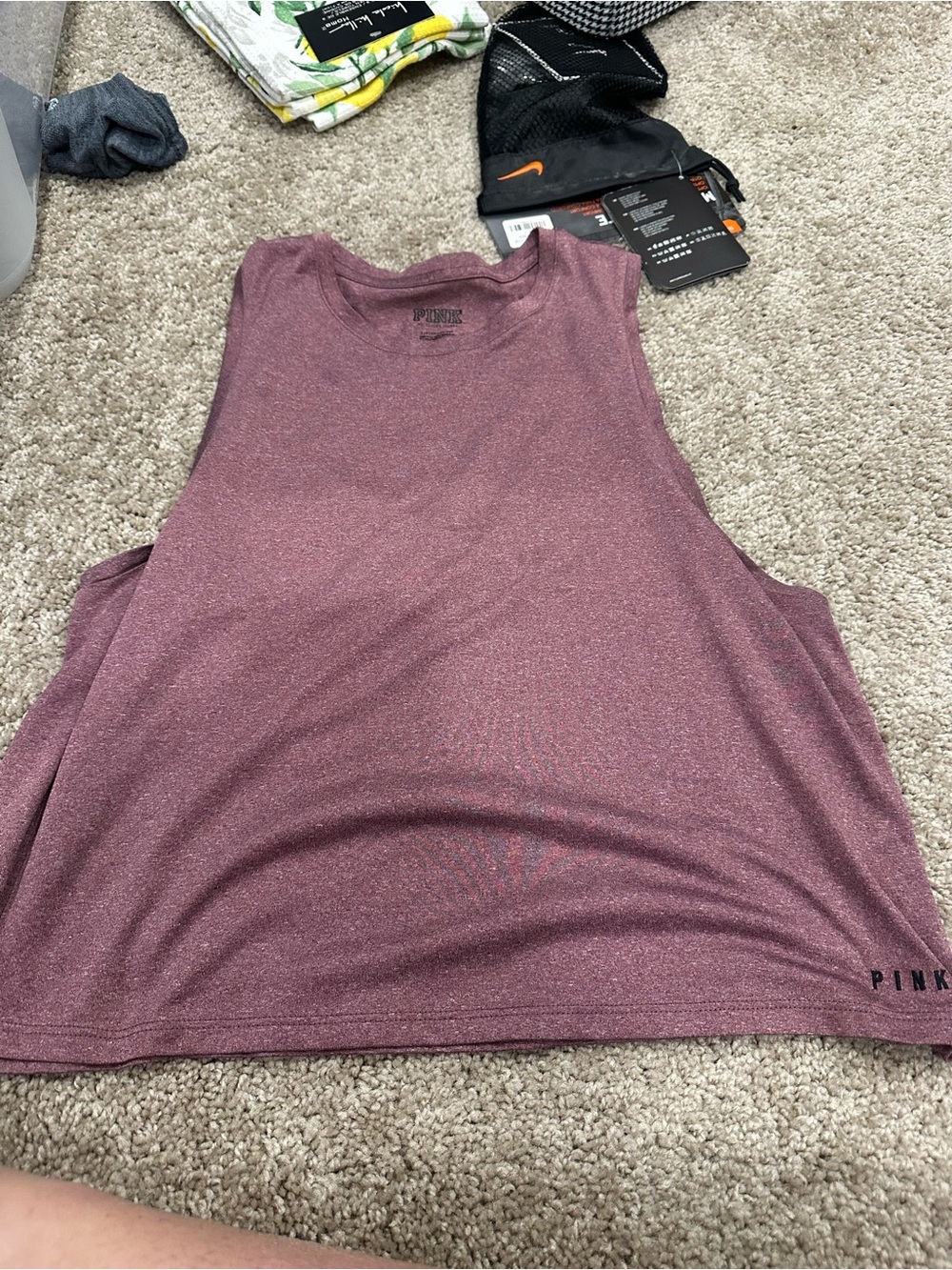 PINK Victoria's Secret Heathered Mauve Muscle Tank Top